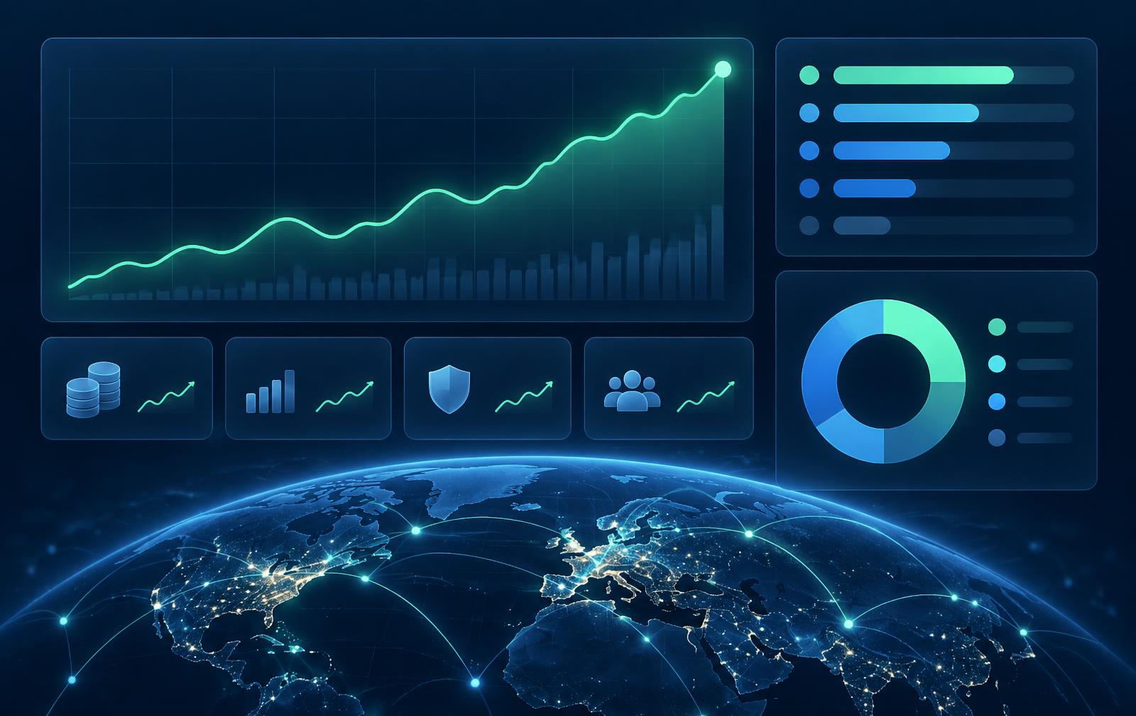 Trade Republic AI trading platform dashboard showing portfolio value, asset allocation and global market performance